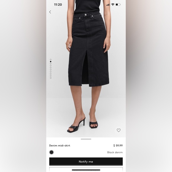 Mango Denim Midi Skirt SZ M in Blk - Picture 2 of 7